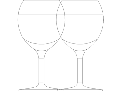 Copas de vino blanco en bloques AutoCAD
