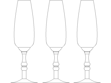 Copas de vino espumoso en bloques AutoCAD DWG