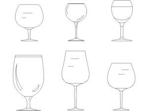 Bloques DWG de copas de vino y postre para AutoCAD