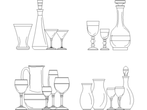 juegos de vasos de agua con jarra para tus diseños en DWG