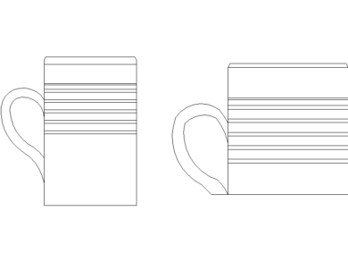 Bloques AutoCAD DWG de tazas a rayas para proyectos CAD