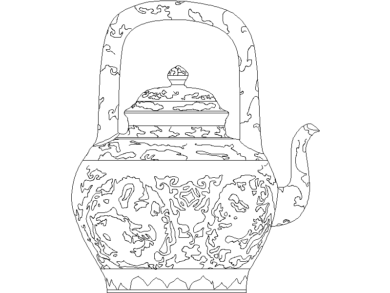 Bloques AutoCAD DWG de tetera de cerámica
