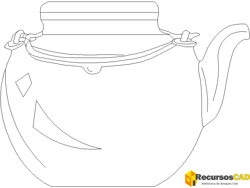 Bloques AutoCAD DWG de tetera redonda grande