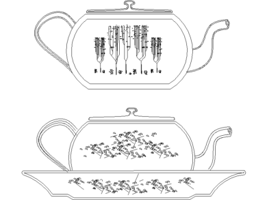 Bloques AutoCAD DWG de teteras decoradas