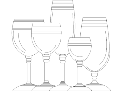 Vasos de cristal retro en bloques AutoCAD DWG