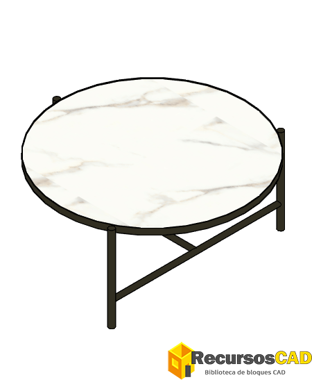 Mesa de centro redonda con patas en metal dorado