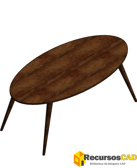 Mesa ovalada madera Revit