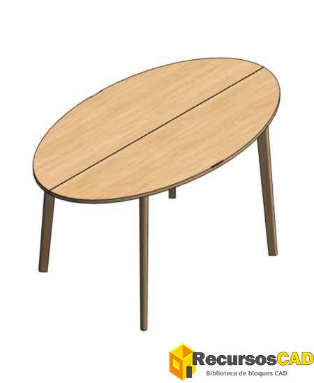 mesa ovalada plegable Revit