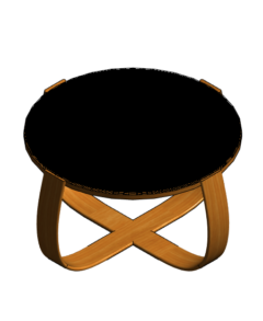 mesa redonda con base en madera rfa en DWG