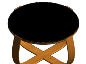 mesa redonda con base en madera rfa en DWG