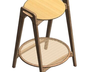 Mesa auxiliar madera ratán en Revit