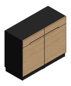 Descargar aparador madera negra Revit rfa con puertas