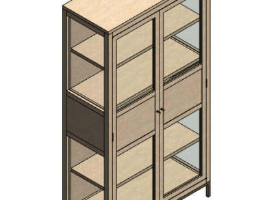 Vitrina pino y cristal Revit rfa