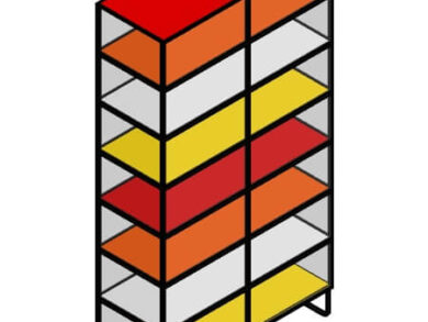 vitrina metálica colorida Revit