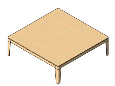 Mesa cuadrada de madera clara