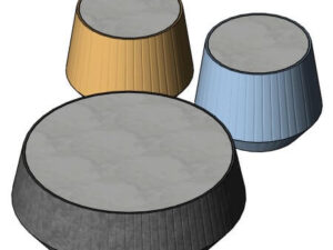 Mesa redonda tapizada con tablero de mármol