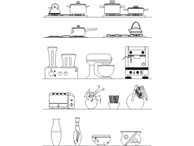 bloques AutoCAD accesorios cocina