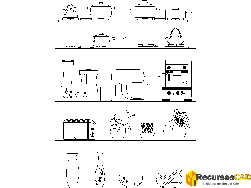 bloques AutoCAD accesorios cocina