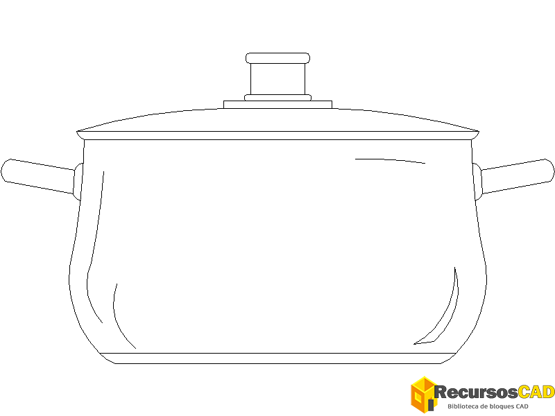 bloque AutoCAD olla acero