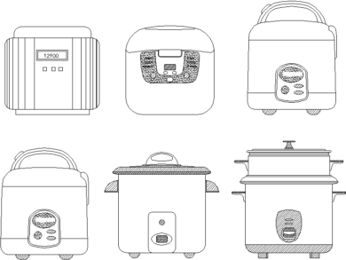 bloque AutoCAD ollas eléctricas