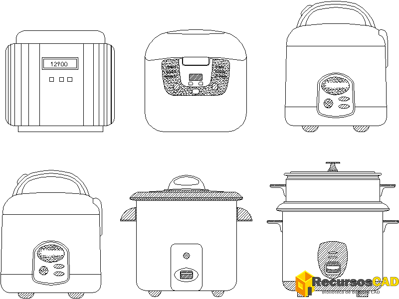 bloque AutoCAD ollas eléctricas