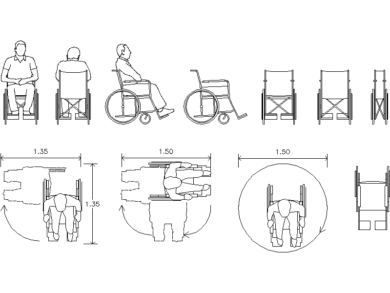 Bloques CAD silla ruedas