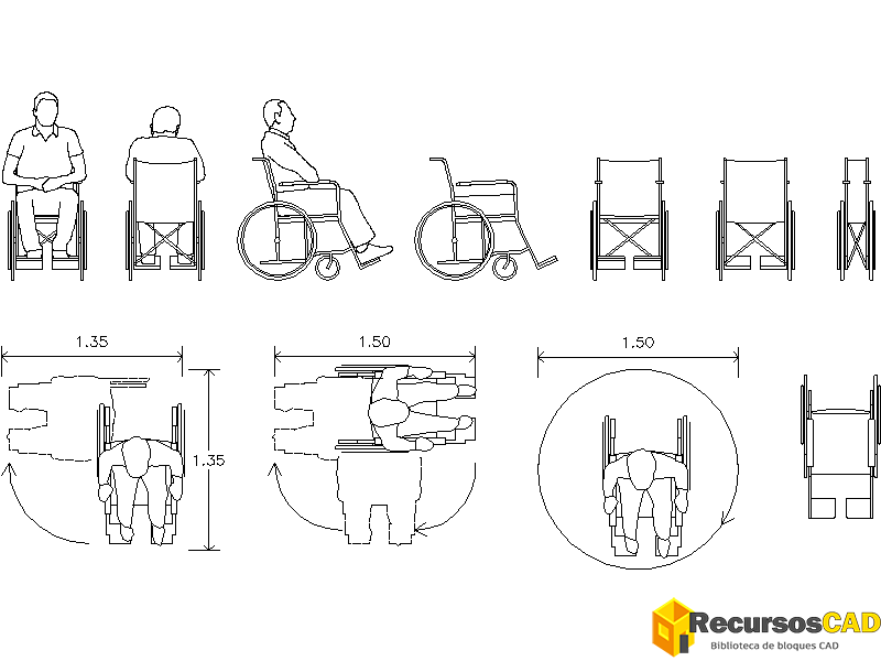 Bloques CAD silla ruedas