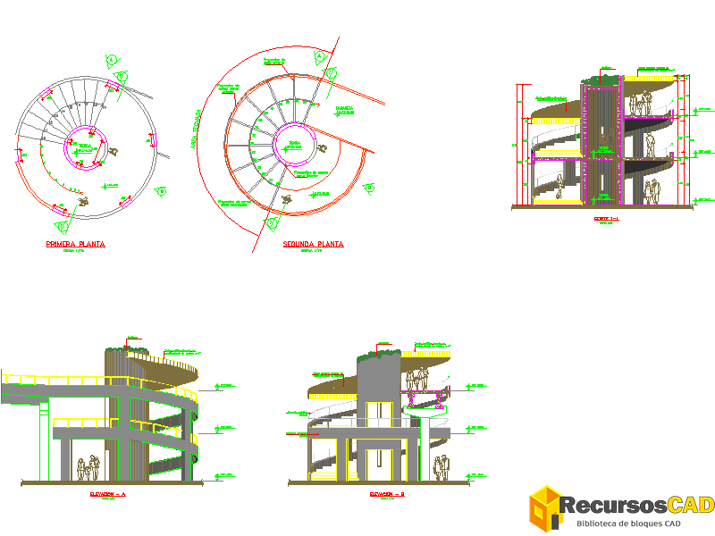 Rampa helicoidal edificios comerciales