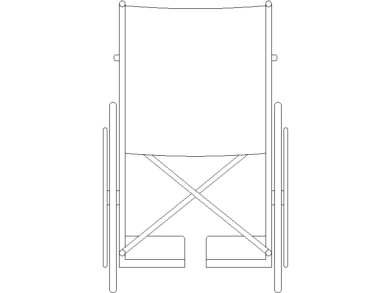 Silla de ruedas vista posterior o alzado