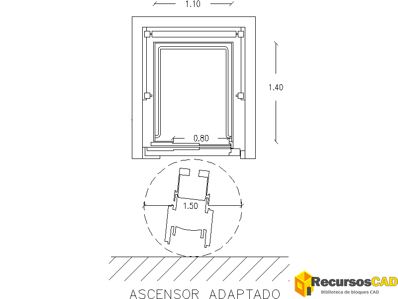 bloque ascensor AutoCAD DWG