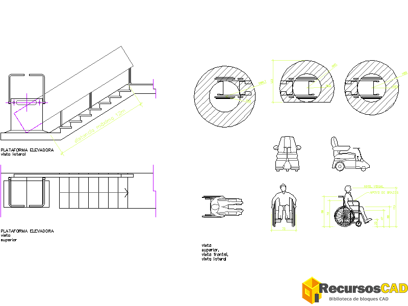 plataforma elevadora AutoCAD DWG