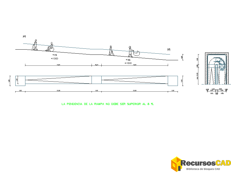 bloque AutoCAD rampa accesible