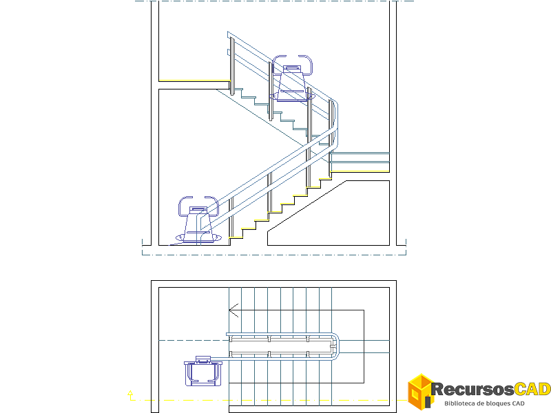bloque AutoCAD silla salvaescaleras