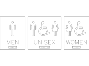 Señales de baño hombre, mujer y unisex