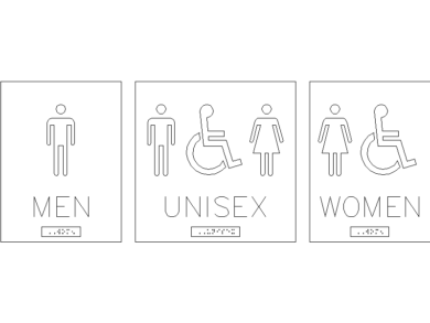 Señales de baño hombre, mujer y unisex