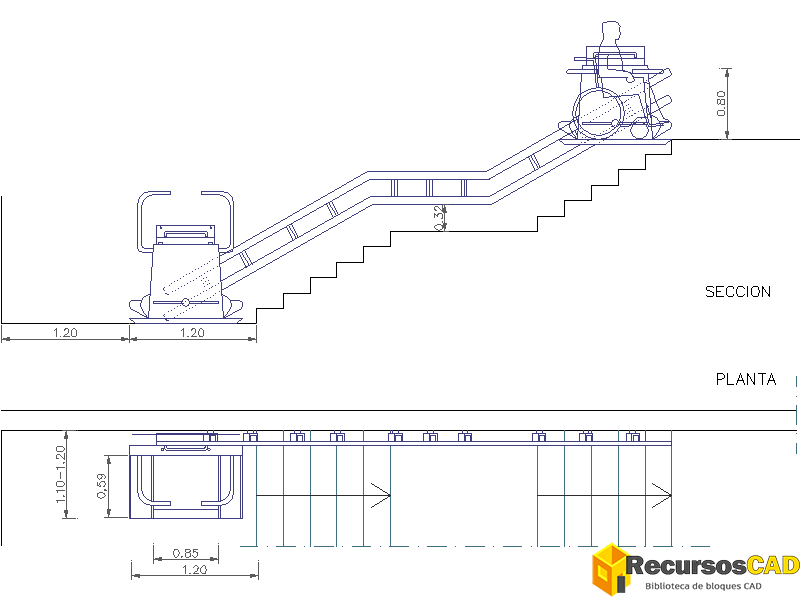 bloque AutoCAD silla salvaescaleras