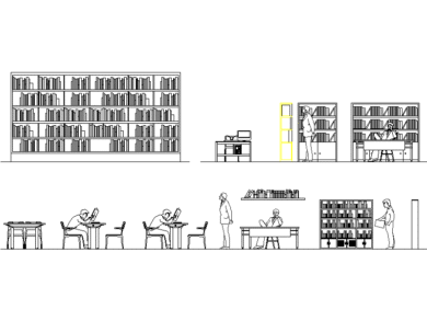 estanterías biblioteca DWG