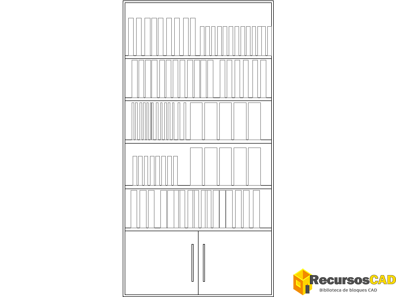 Bloque AutoCAD DWG de Mueble Biblioteca
