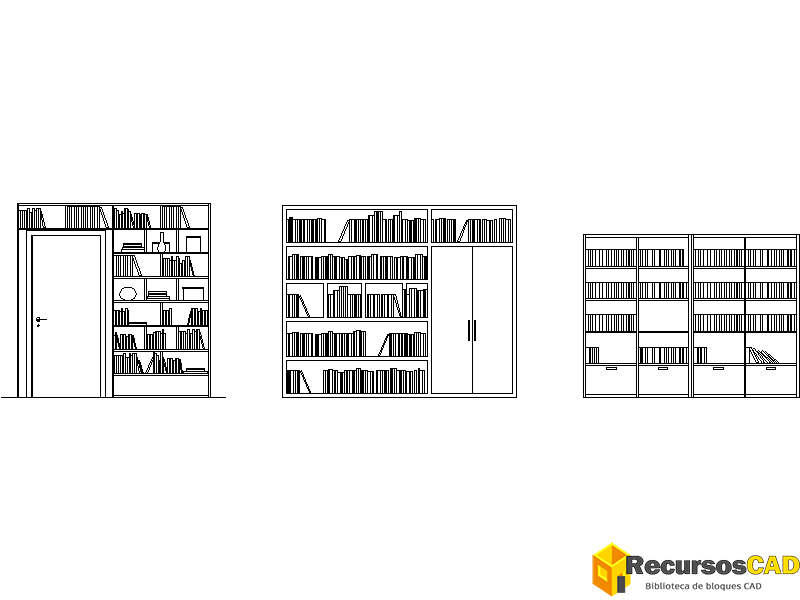 bloques CAD muebles libros