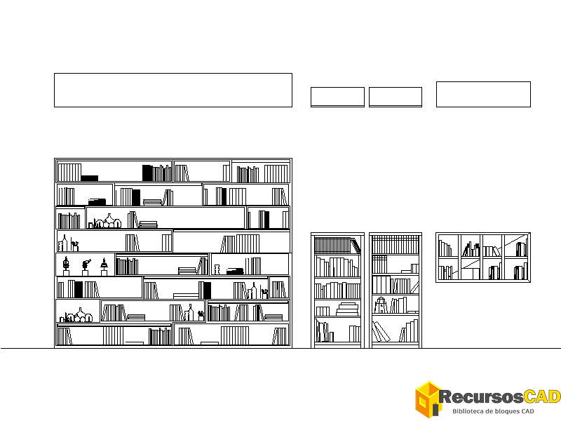 Bloques AutoCAD DWG de Estantes y Bibliotecas