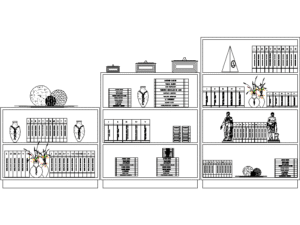 mueble modular DWG con estantes
