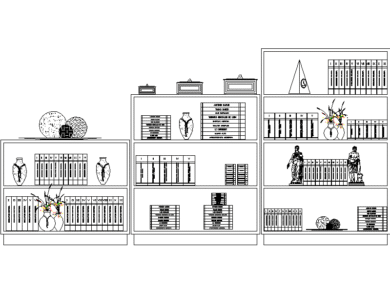 mueble modular DWG con estantes
