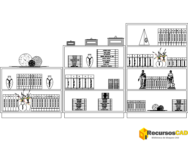 mueble modular DWG con estantes