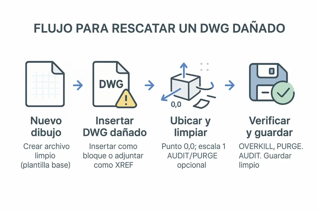 Insertar el archivo dañado como bloque