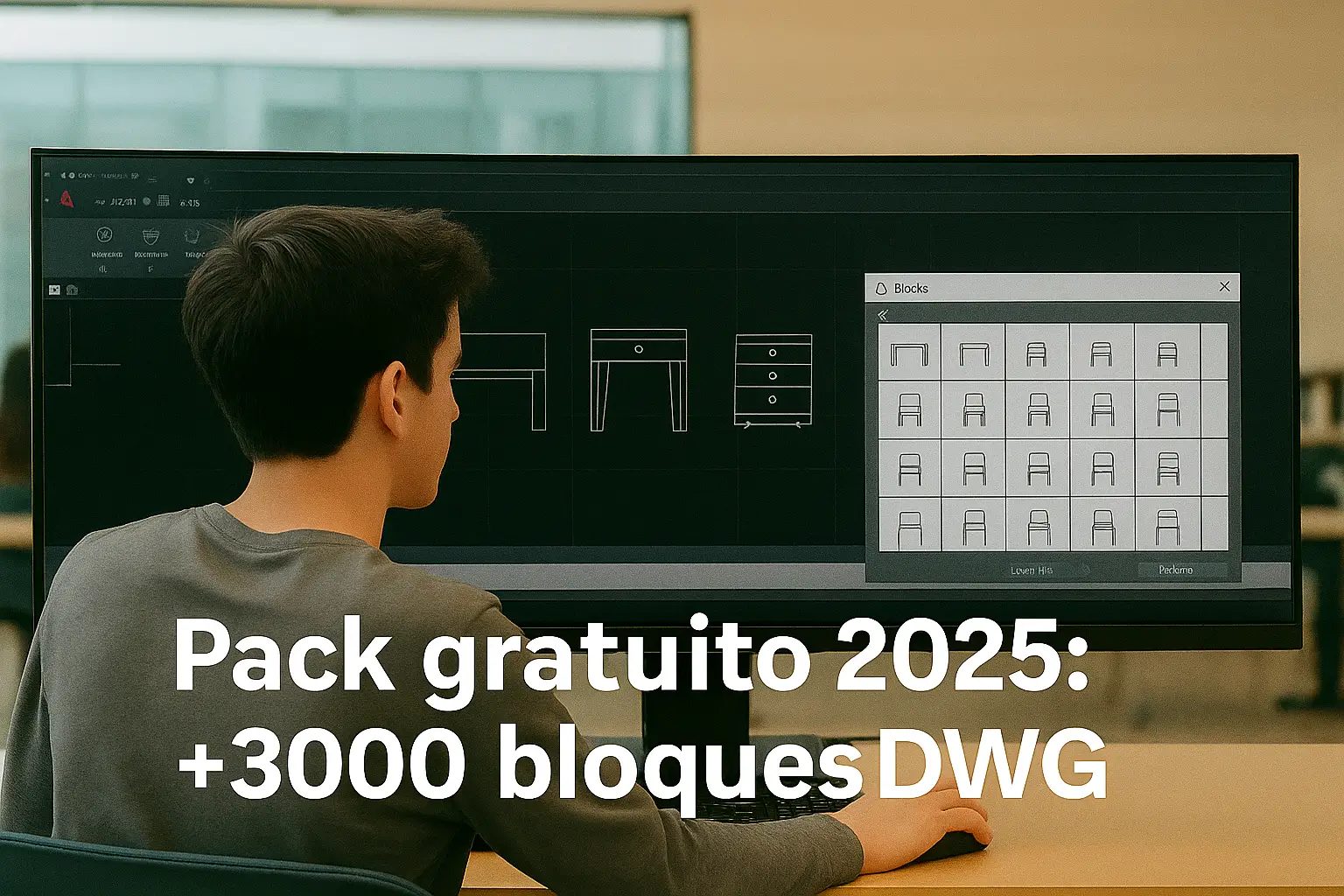 Pack gratuito 2025: +3000 bloques DWG arquitectónicos listos para descarga (versión 2004 – 2025) DWG AutoCAD