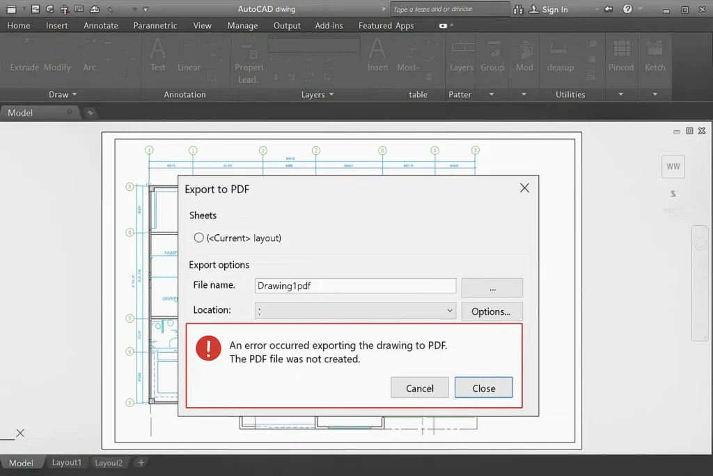 errores exportar PDF AutoCAD