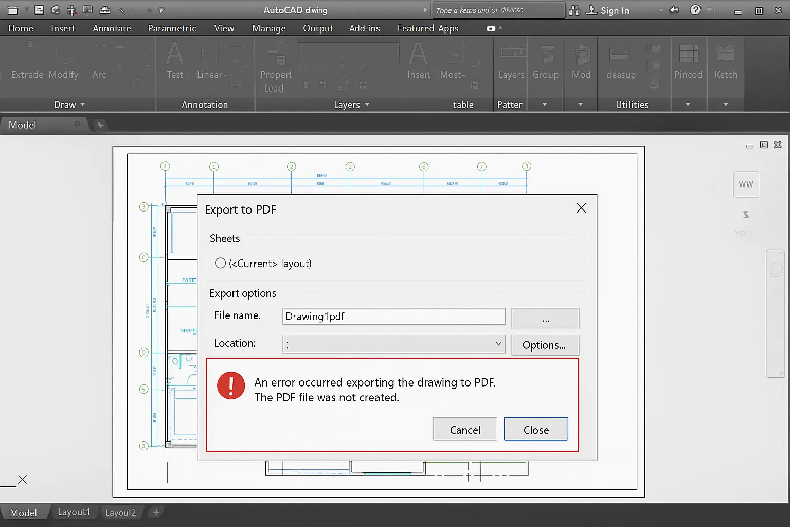 errores exportar PDF AutoCAD