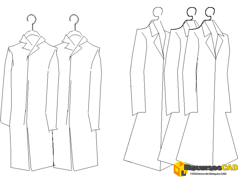 Bloques DWG de Abrigos: Ropa para AutoCAD Gratis en 2D - RecursosCAD