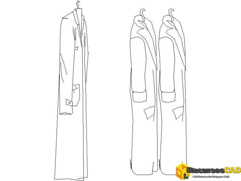 Bloque CAD de abrigos alineados en formato DWG