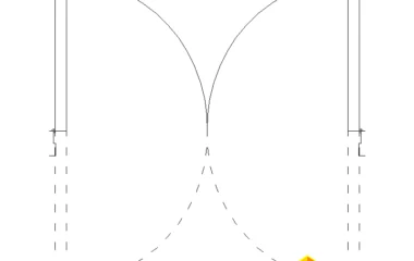 Puerta de vaivén de 150 cm en planta DWG
